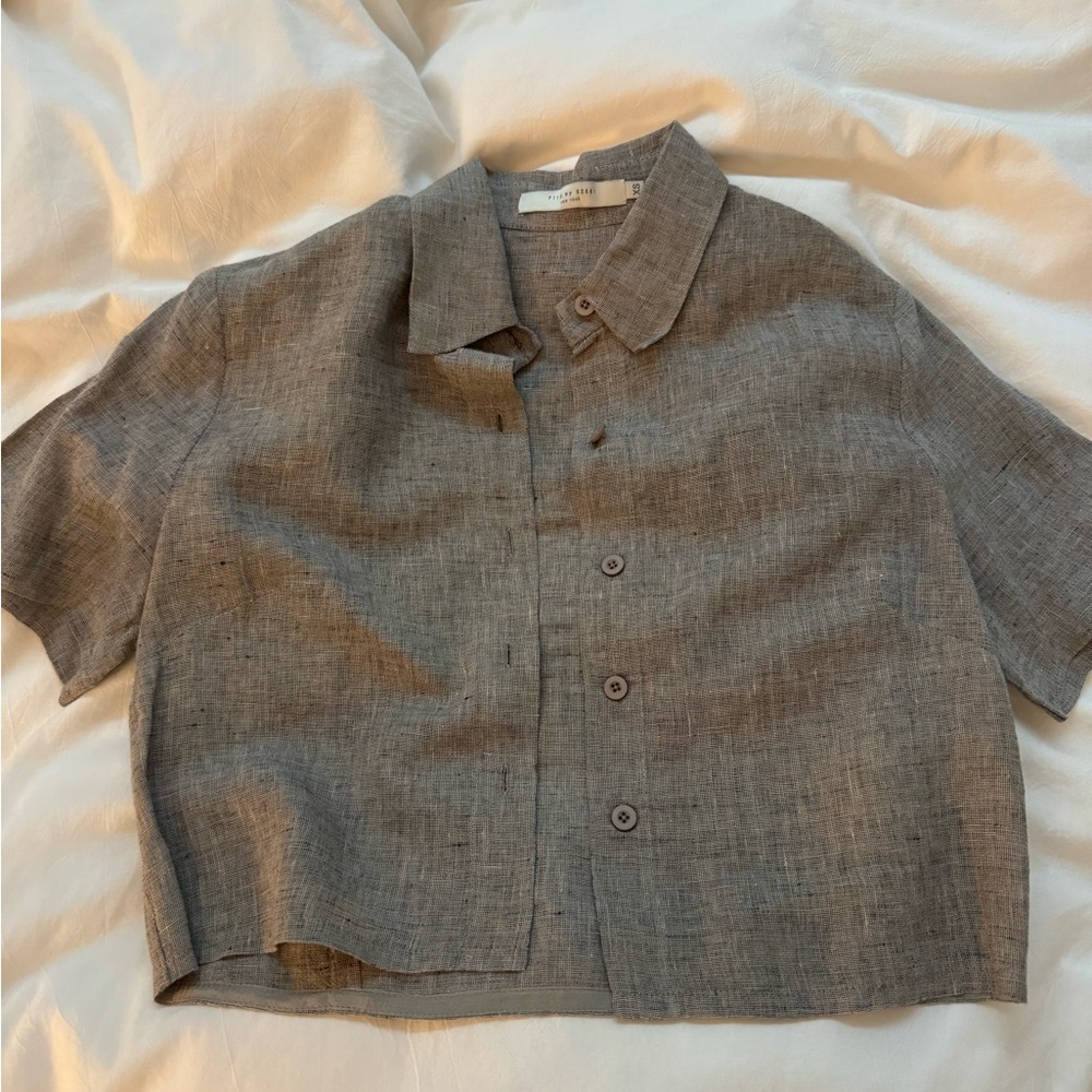 7115 by SZEKl grey linen top